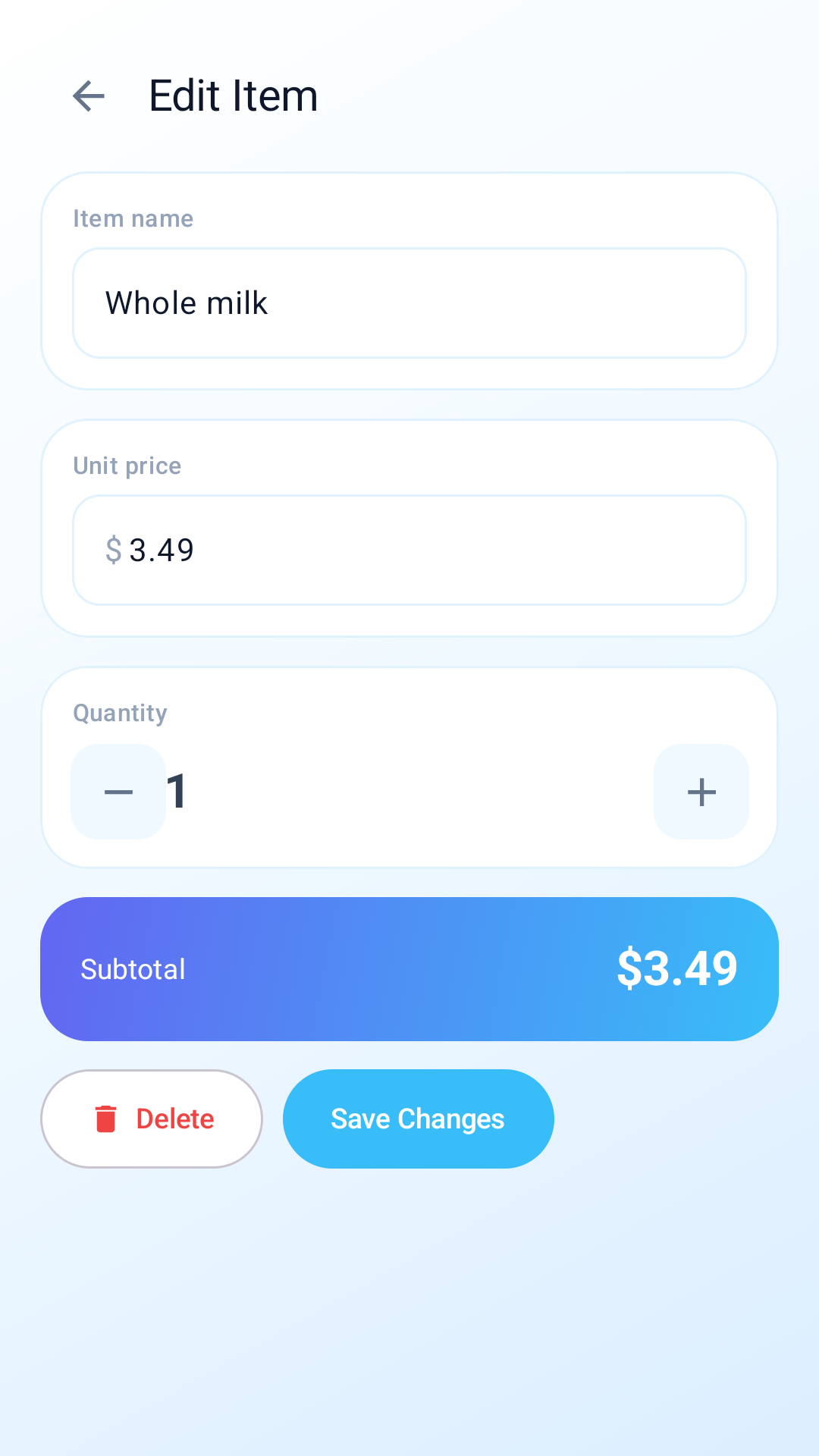 White Price Checker edit item screen