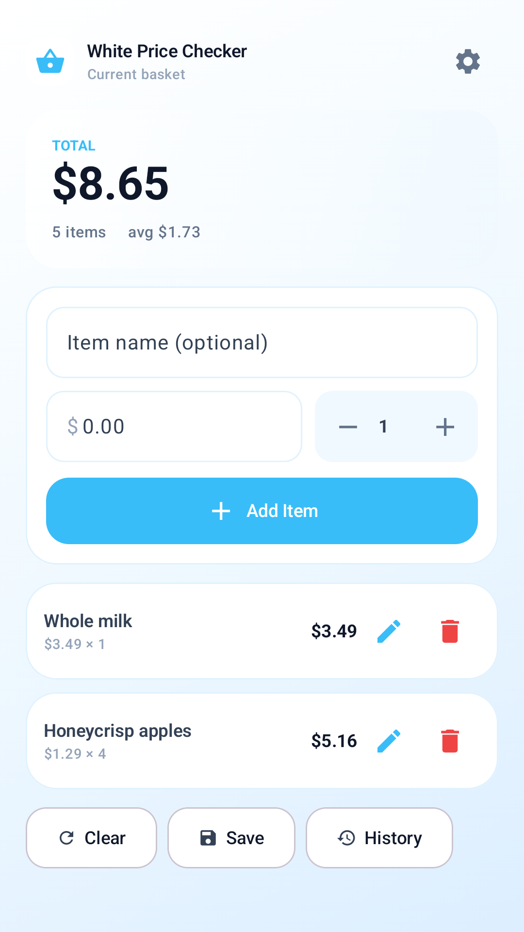 White Price Checker basket screen